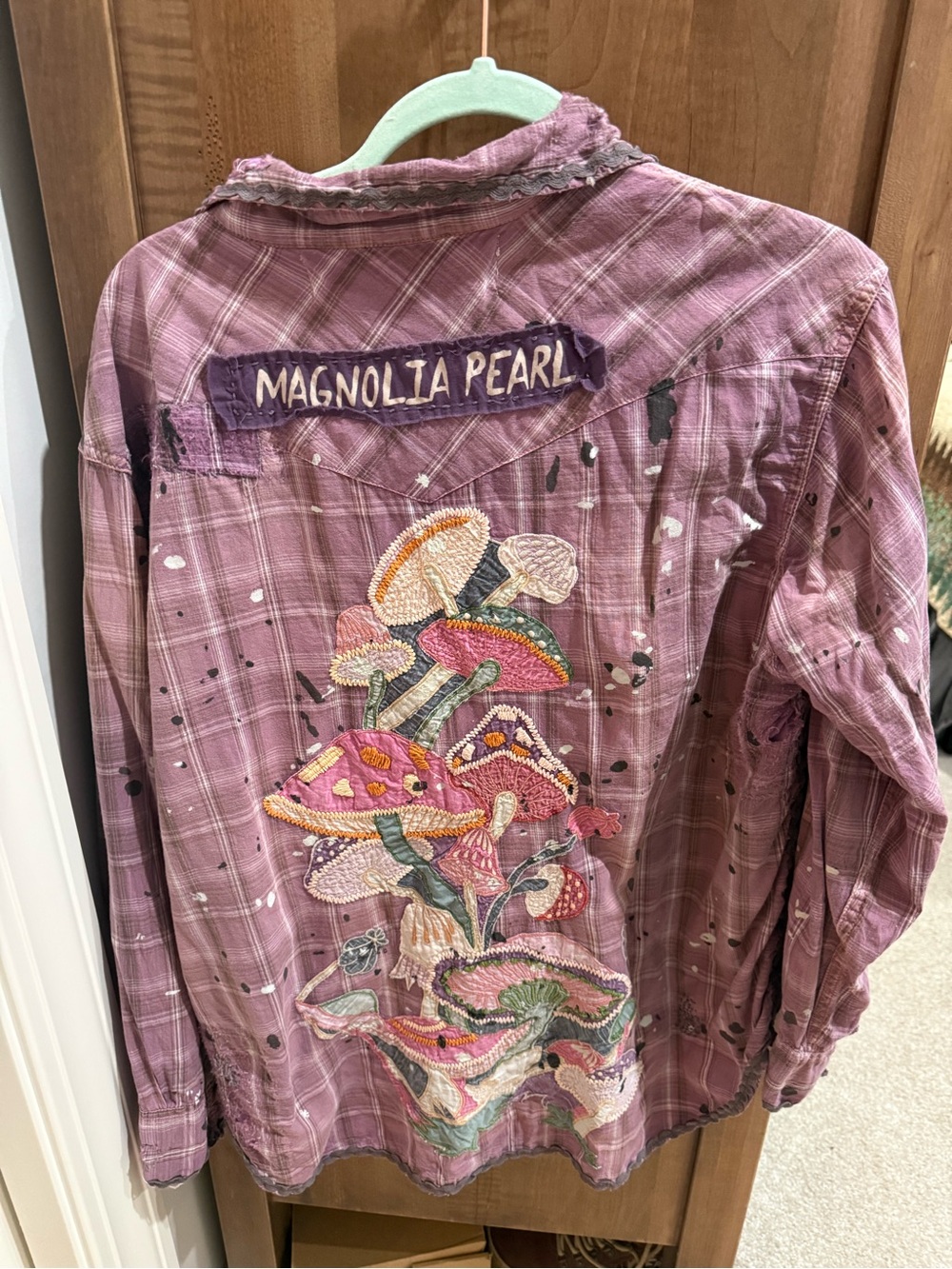 Magnolia Pearl Mushroom Kelly Western Shirt in Hillside lavender plaid Mushroom